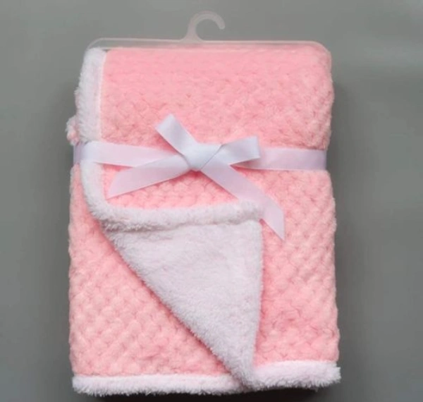 Microfiber Baby Pink Hooded Baby Blanket - Free Size, Baby Pink, Microfiber, Blanket, Pack of1